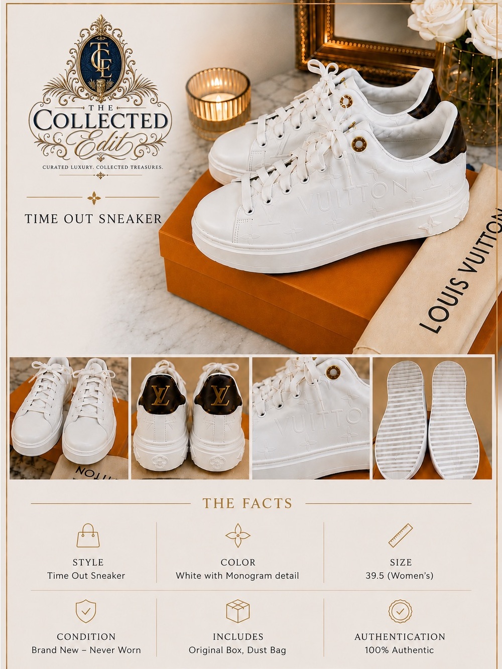 Louis Vuitton White Sneakers with Brown Monogram Heel